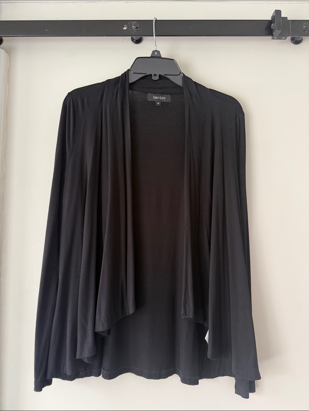 Karen Kane Black Draped Open-Front Cardigan